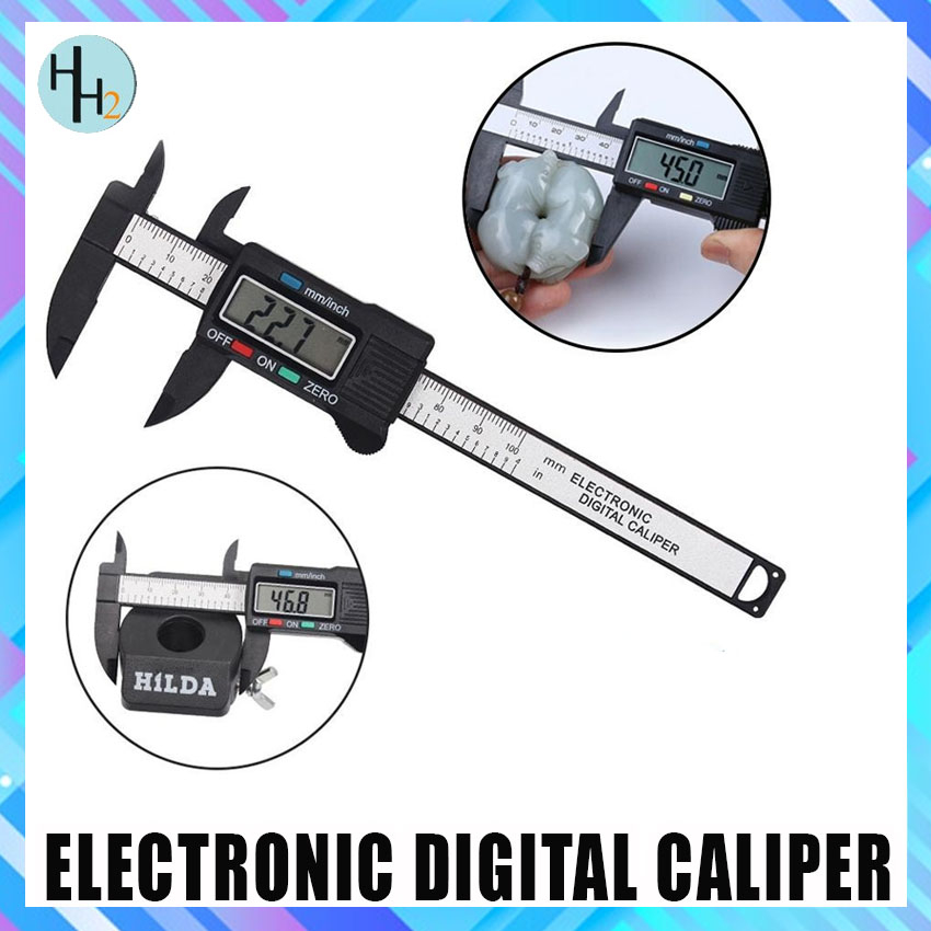 Digital Calipers 100mm 4inch LCD Electronic Vernier Caliper Carbon