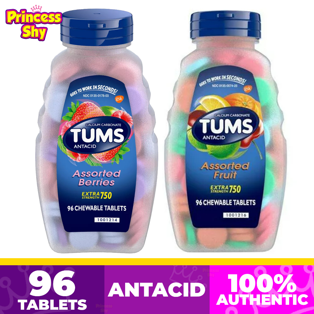 TUMS Antacid Extra Strength 750 Assorted Fruit / Berries 96 Chewable Tablets Shopee Philippines