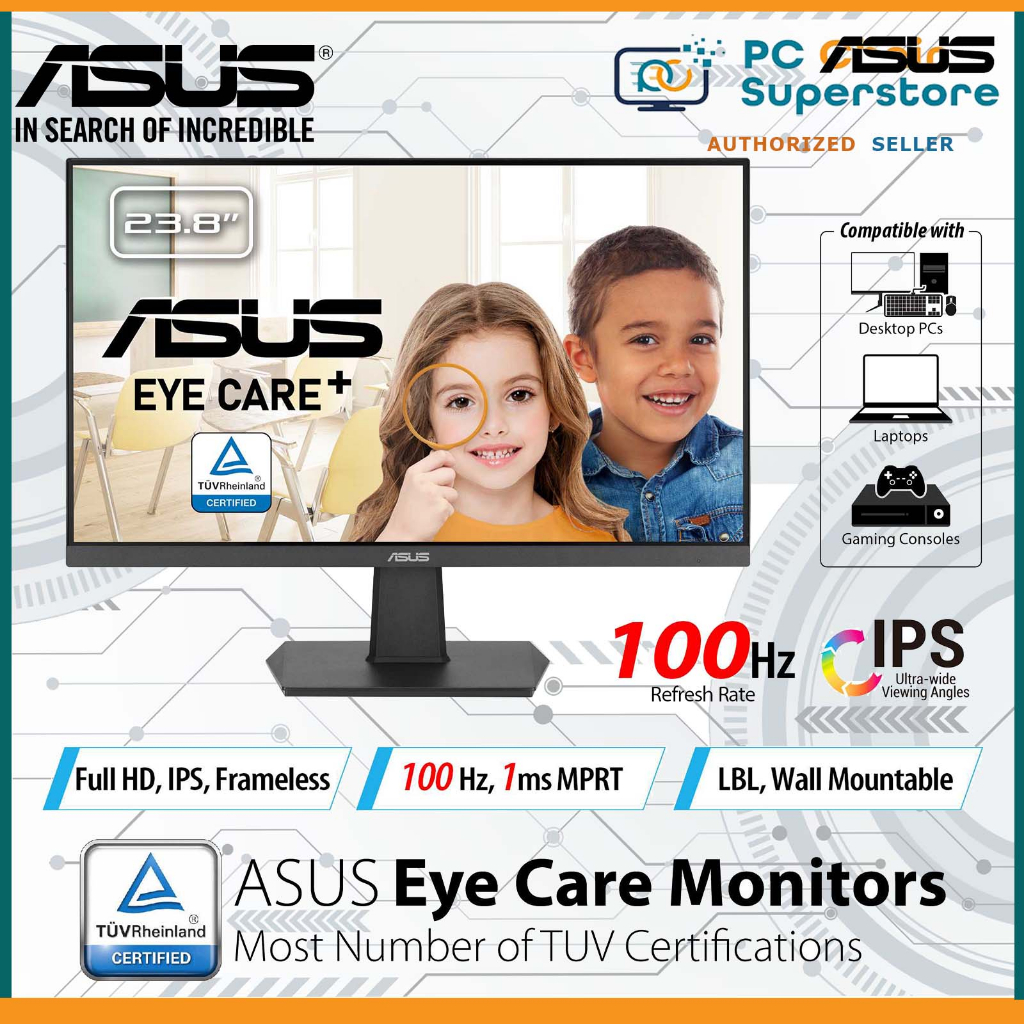 ASUS VA24EHF Eye Care Monitor 24" Full HD IPS / Frameless / 100Hz
