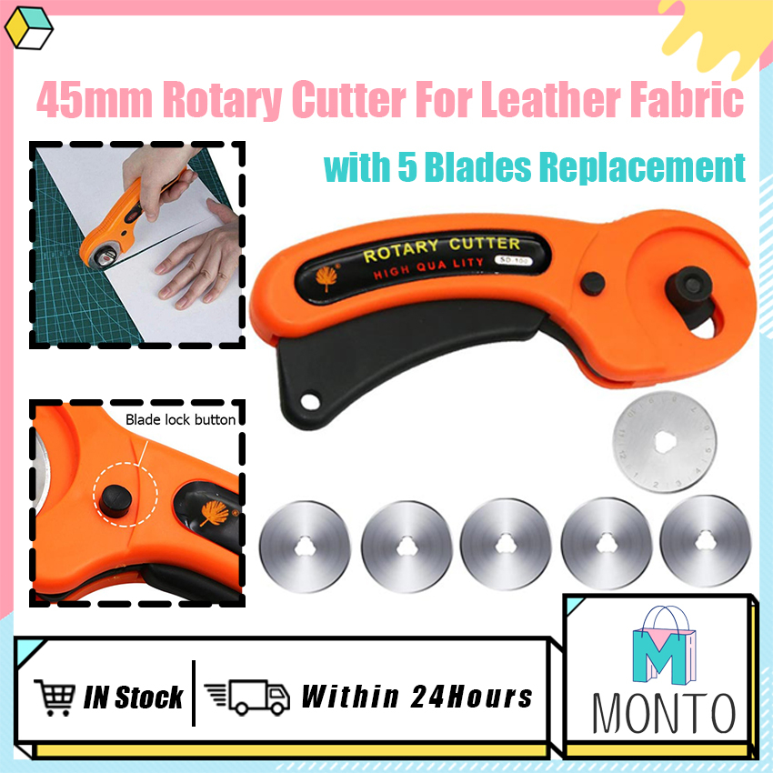 45mm Manual Rotary Fabric Cutter Patchwork Roller Wheel Knife with 5 ...