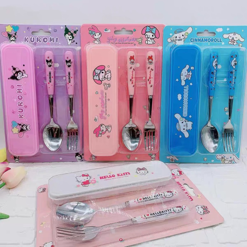 New Sanrio Cute Utensils Set Spoon Fork Set | Kawaiii School Supplies ...