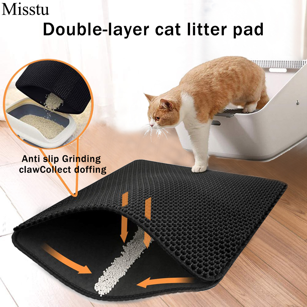 Cat Litter Mat EVA Double Layer Cat Litter Trapper Mat Nonslip Litter