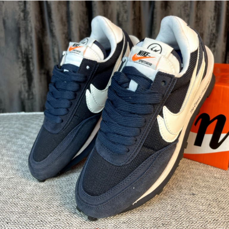 Fragment Design x Sacai x Nike LDWaffle Low Running shoes Casual Sneakers  For Men Women Blue