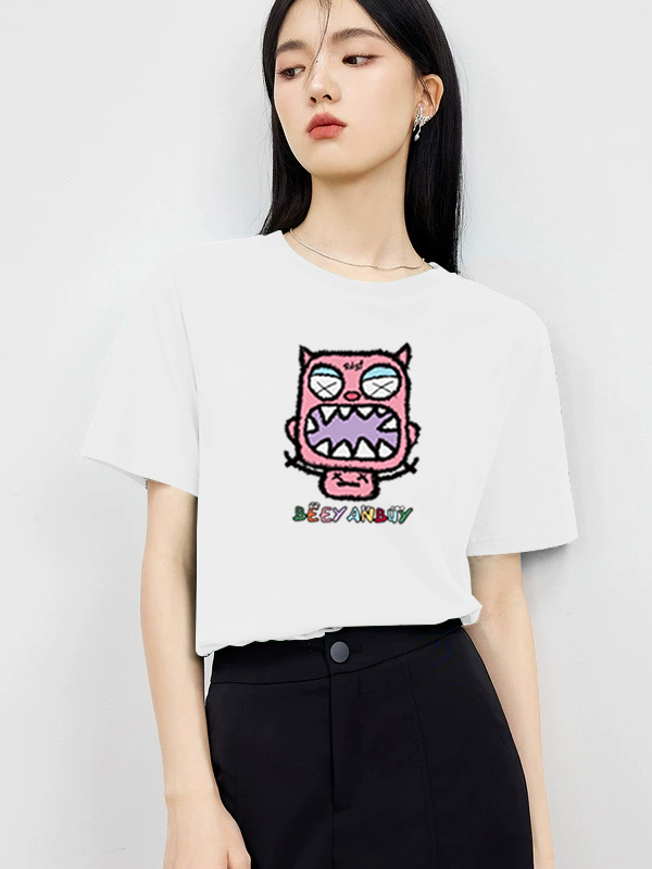 Casual Korean Style Round Collar T-Shirt