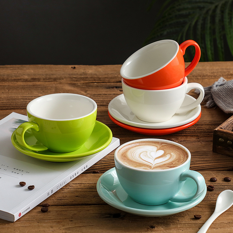 24K 300mL Glossy Ceramic Cappuccino Cups Coffee Cup and Saucer Set ...