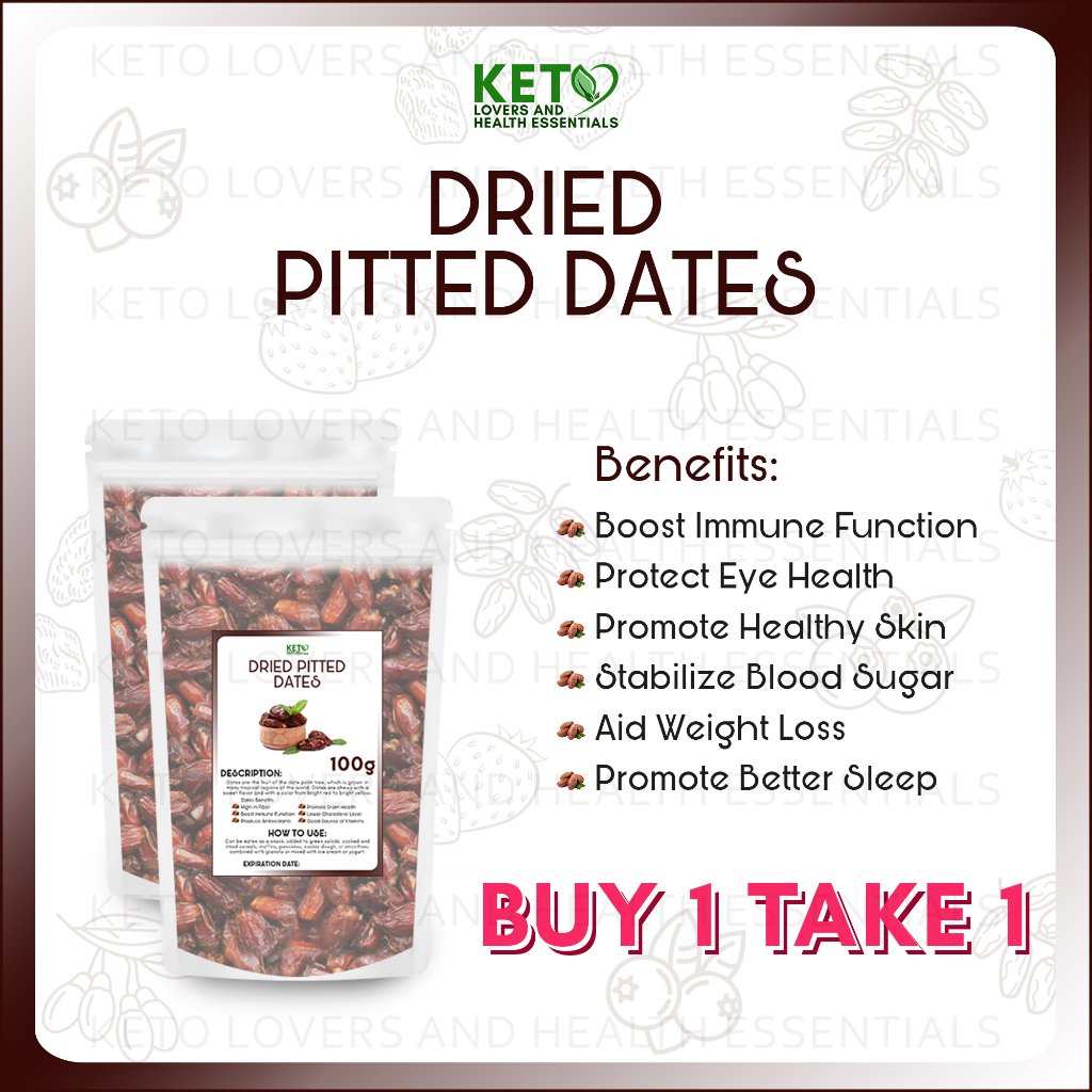 BUY 1 TAKE 1 Dried Pitted Dates 100g Keto Diet, Super Food, Low Carb
