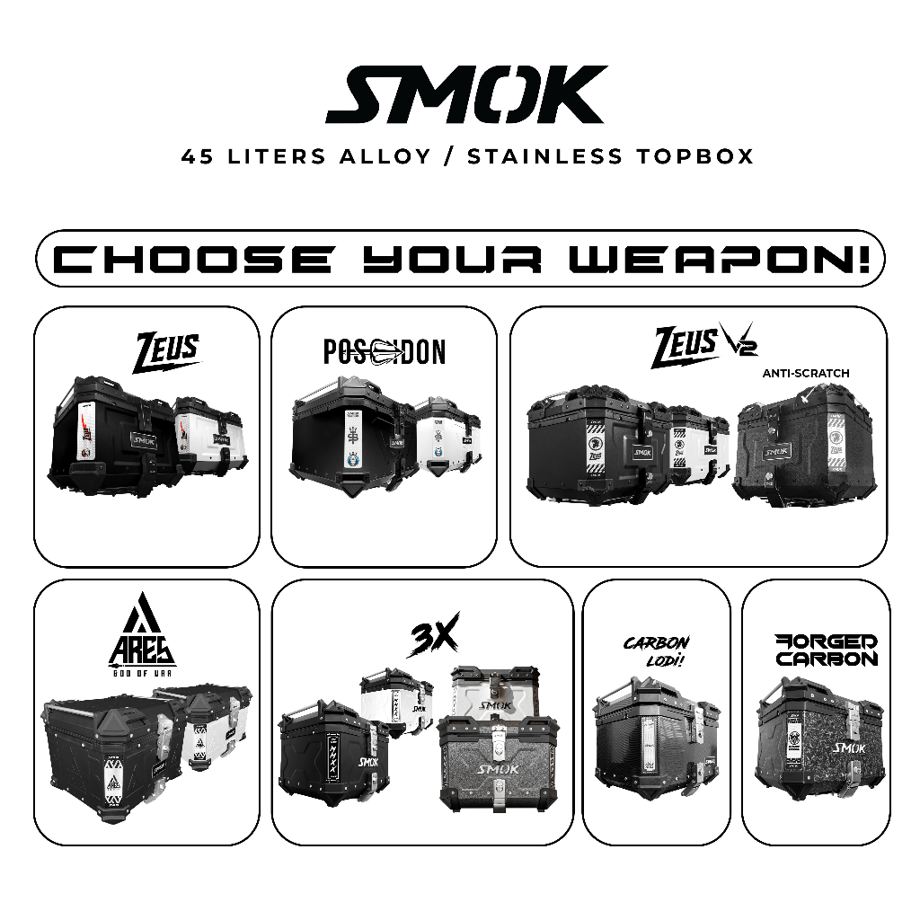 SMOK Zeus Anti-Scratch 45 Liters Plastic Top Box for Motorcycle