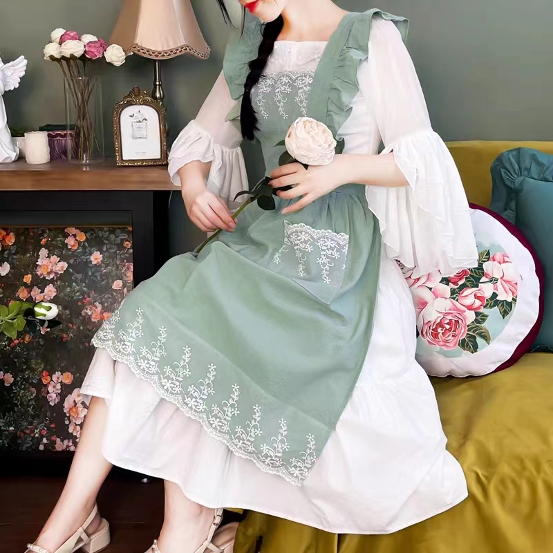 Apron Woman Vintage European Lace Pure Cotton Cooking Apron Fashion ...