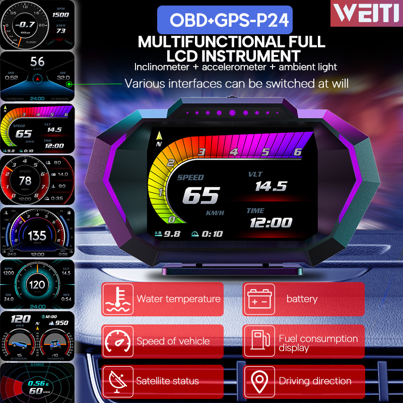 🇵🇭24H Ship⚡P24 OBD2+GPS+Slope Meter+Accelerometer Car Speedmeter OBD