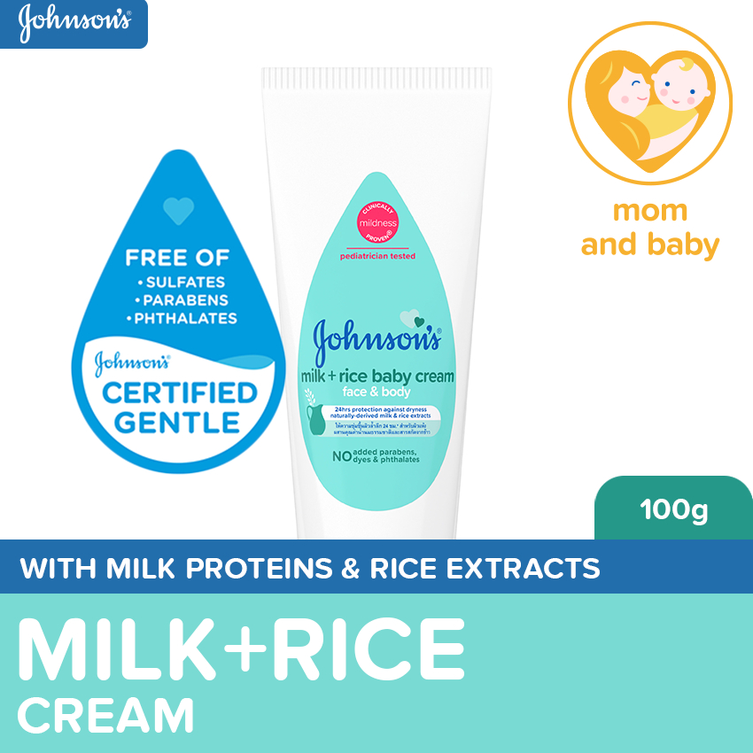 Johnson's Milk+Rice Baby Cream 100g baby milk lotion, best baby lotion