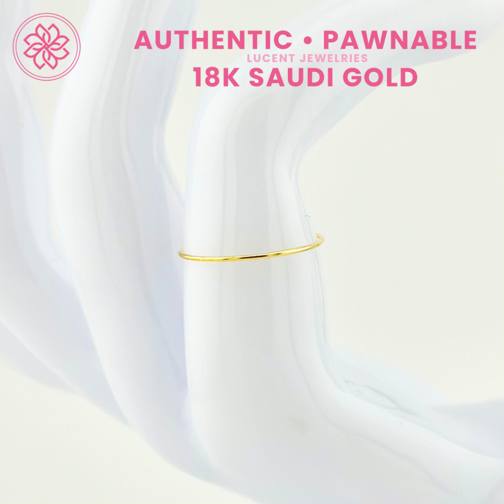 COD PAWNABLE 18K SAUDI GOLD Plain Skinny Ring Shopee Philippines