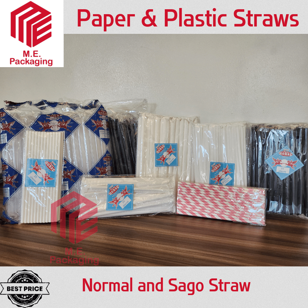Individually wrapped Paper & Plastic + Sago & Drinking Straw | Shopee ...