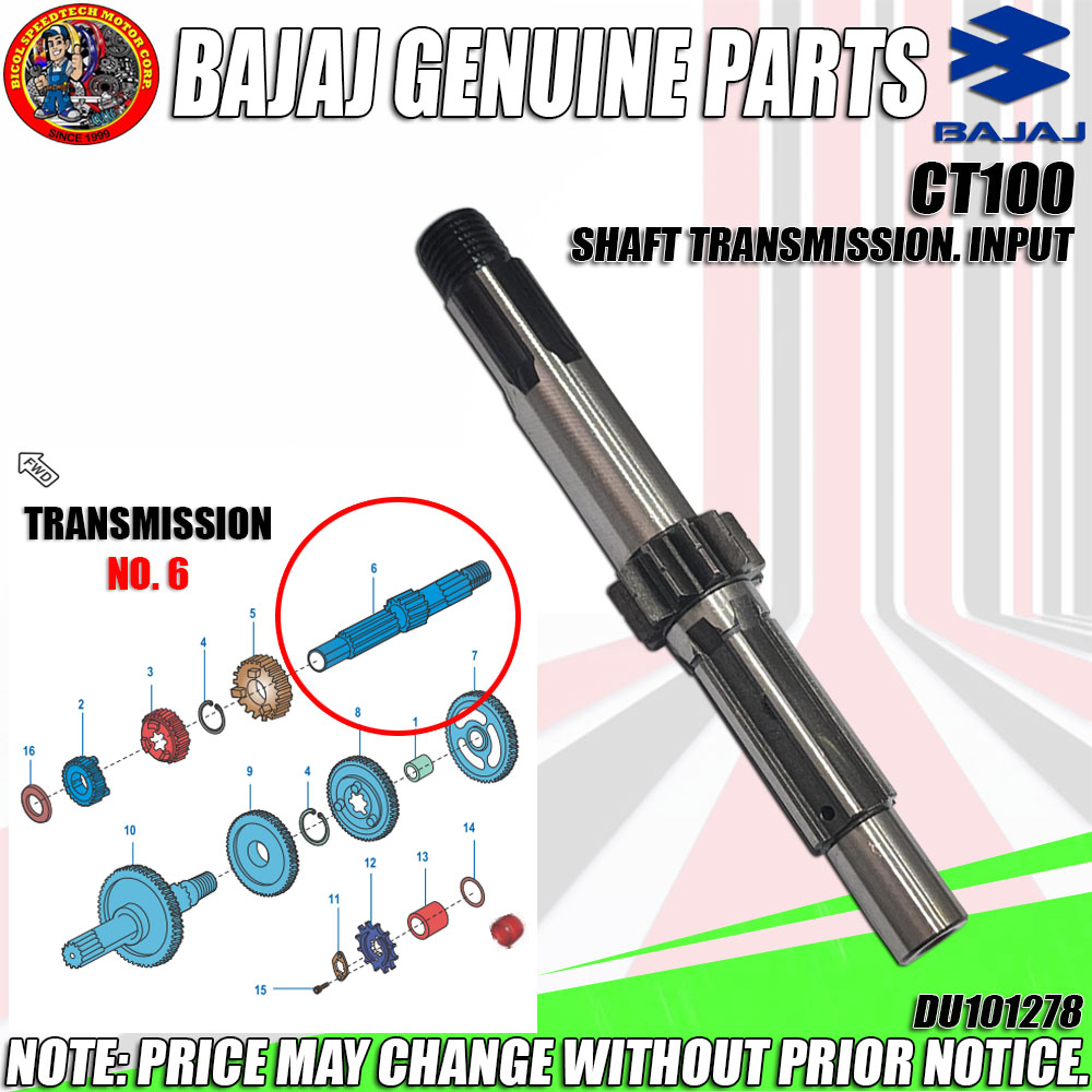 CT100 SHAFT TRANSMISSION INPUT (KMC) (GENUINE: DU101278) | Shopee ...
