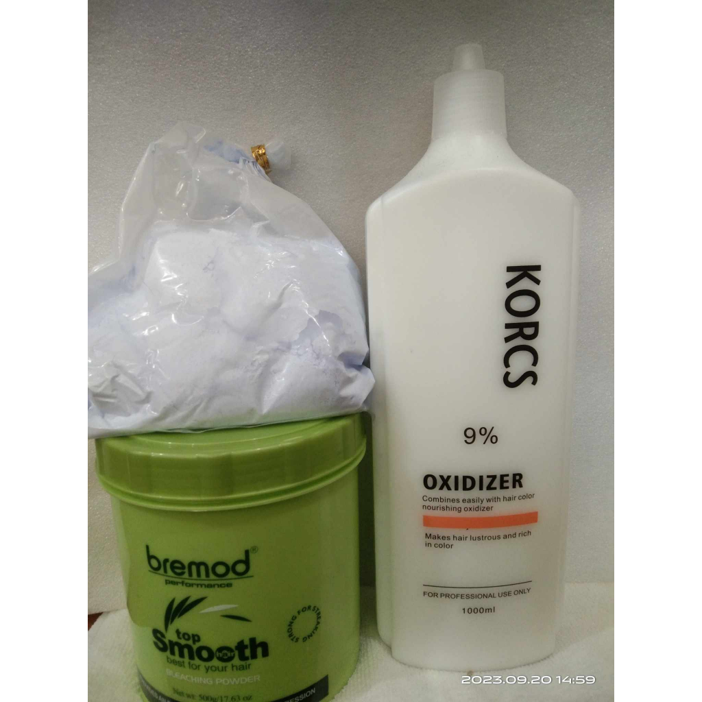 1 SET BREMOD HAIR BLEACHING POWDER AND KORCS OXIDIZER 1000ML Shopee