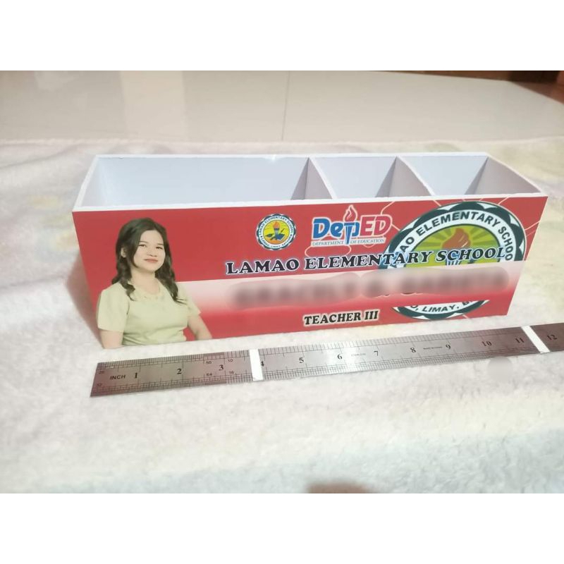 Customized Sintra Board Desk Name Plate (pen/cp holder) Shopee