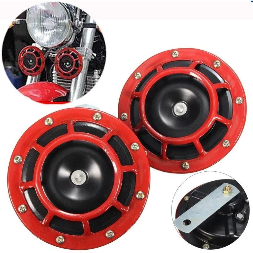 SICKSPEED 2PC BLUE SUPER LOUD GRILLE MOUNT COMPACT BLAST TONE HORN W/ HARNESS P6