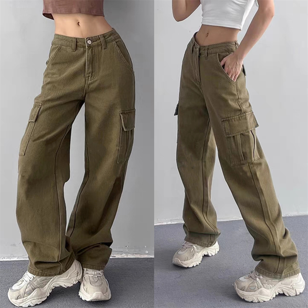 High Waist Cargo Pants for Women Street Style 6 Pocket Wide Leg ...