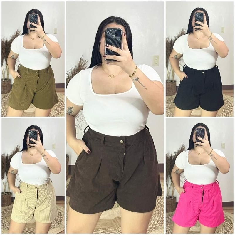Plus Sage Corduroy Shorts main image 0
