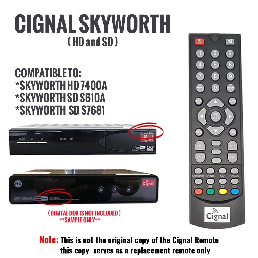 GDPLUS Replacement Cignal Remote Control for Cignal HD TV Box Satlite ...