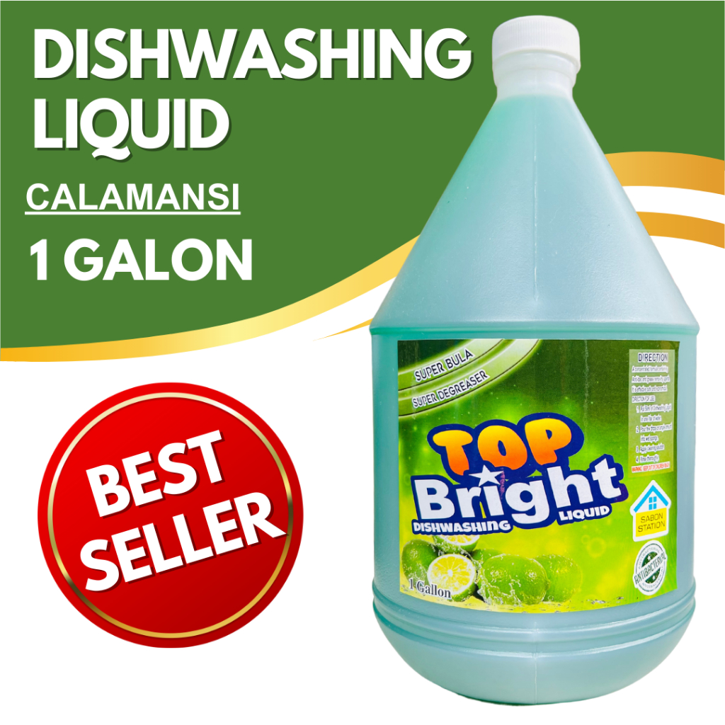 TOP BRIGHT Dishwashing Liquid 1 GALON 1 LITER / Calamansi / Lemon