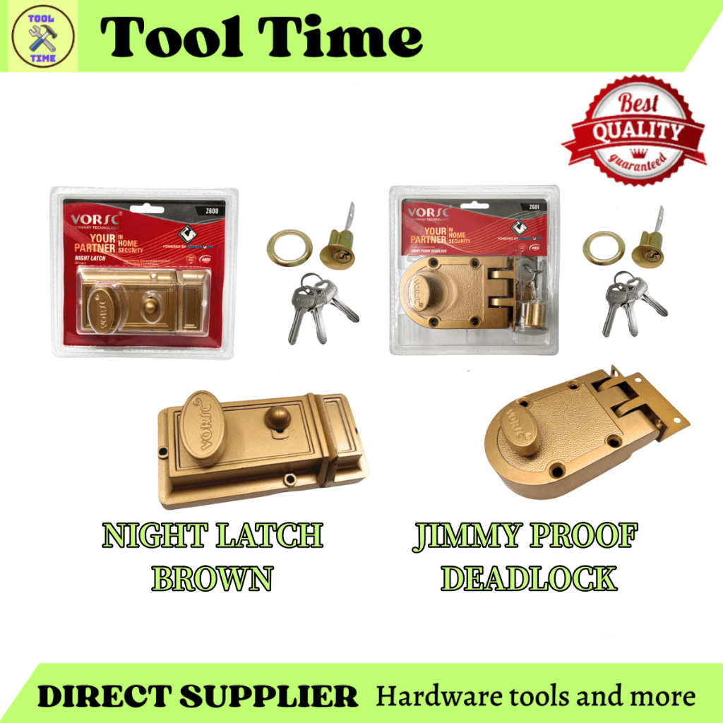 FLEXITOOLS VORSC NIGHT LATCH BROWN , JIMMY PROOF DEADLOCK DOOR LOCK