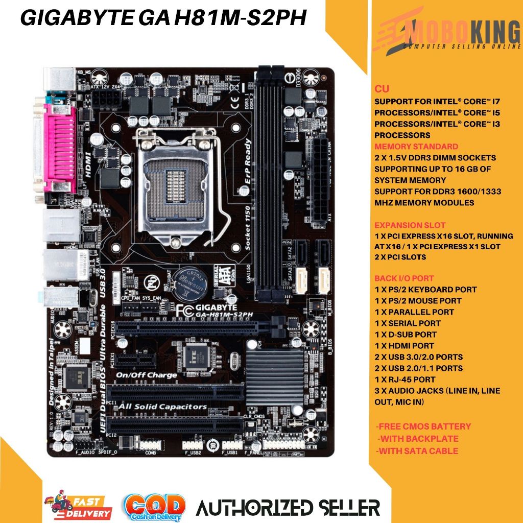 GIGABYTE GA H81MS2PH Desktop 4TH GEN Motherboard H81 Socket LGA 1150
