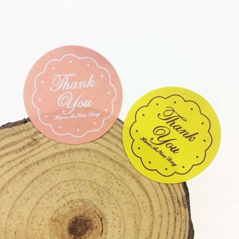 1Roll 500pcs Thank You tape Thankyou Flower Round Seal Sticker Tags ...