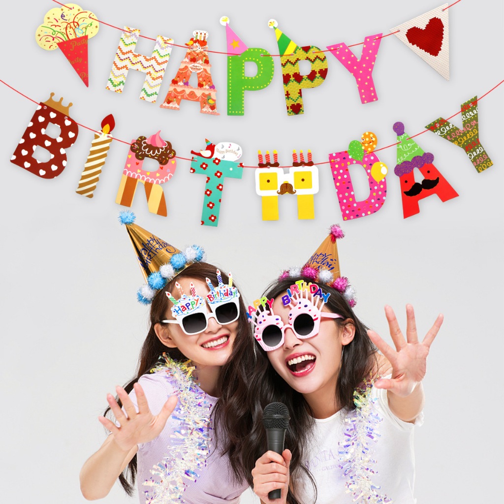 Colorful Happy Birthday Banner Birthday Flag Baby Kids Birthday Happy ...