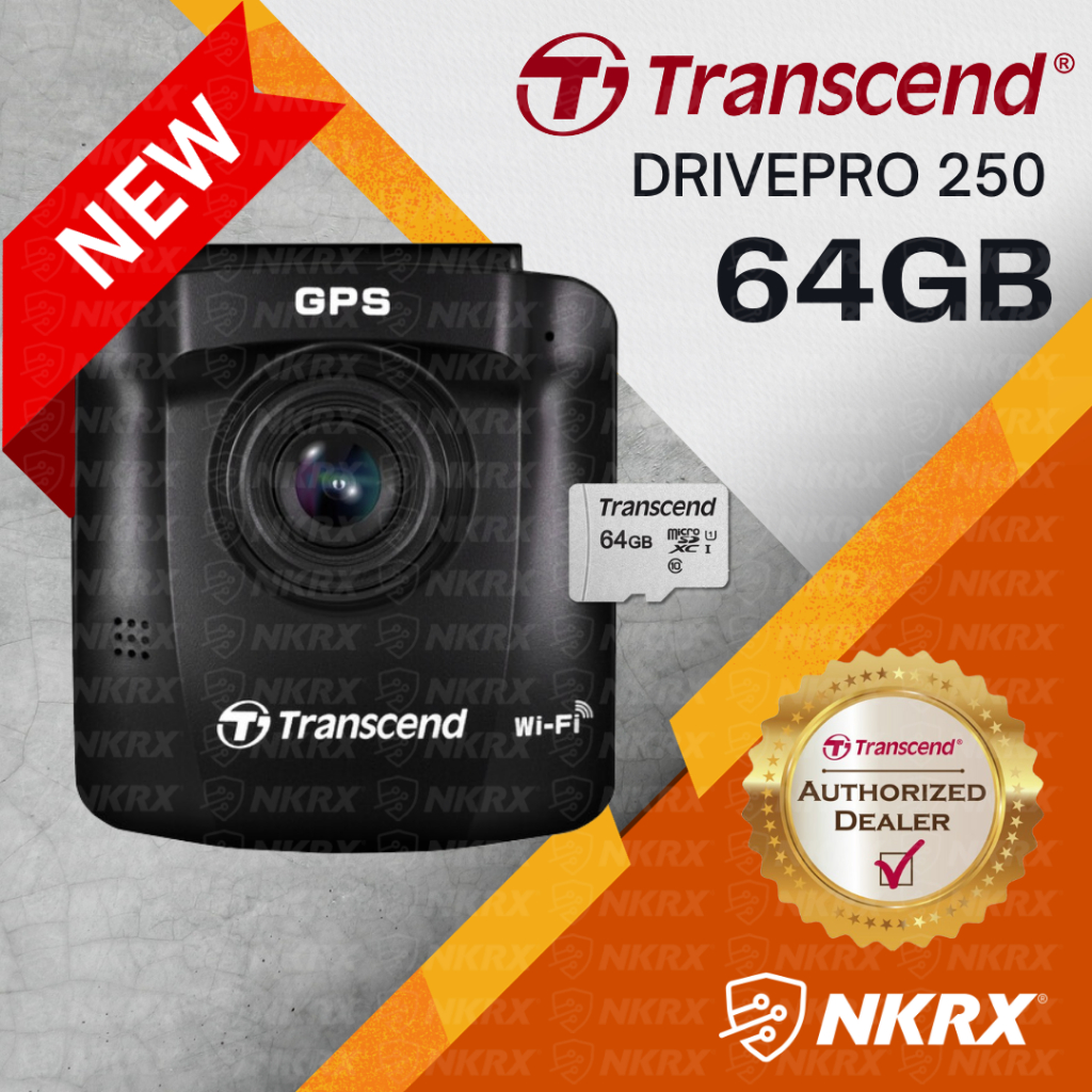 NEW Transcend Dashcam DrivePro 250 w/ Starvis FREE 64GB microSD DP250  Dash Camera