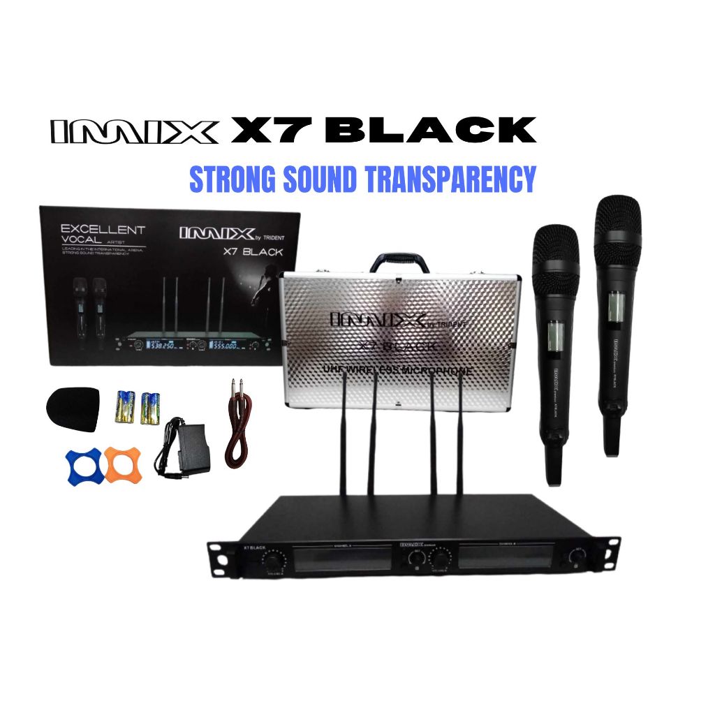 X7 Black UHF dual wireless microphone changeable frequency