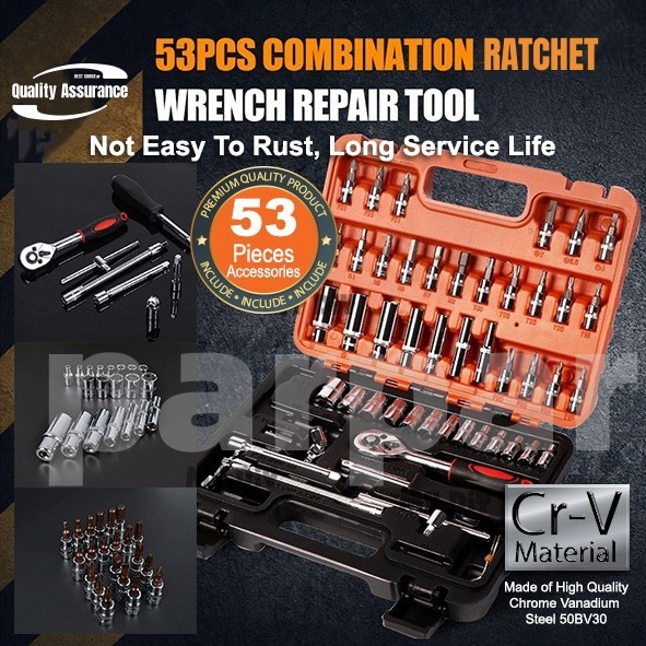 53 pieces professional tool set multifunctional wrench chrome vanadium