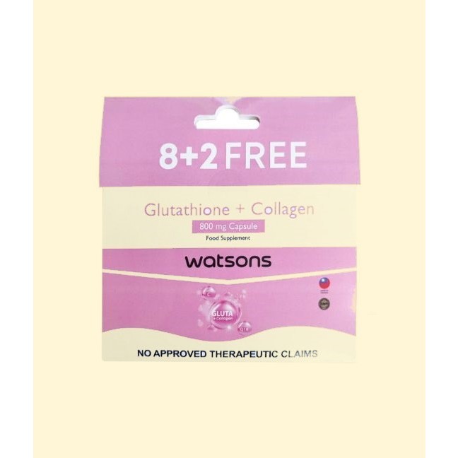 WATSONS Glutathione + Collagen 800mg 8 + 2 Pack