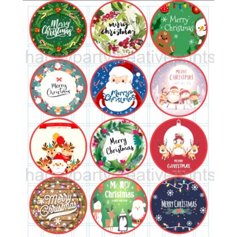 Merry Christmas Santa Bento Cake Toppers 12 pcs. or 6pcs. (Waterproof