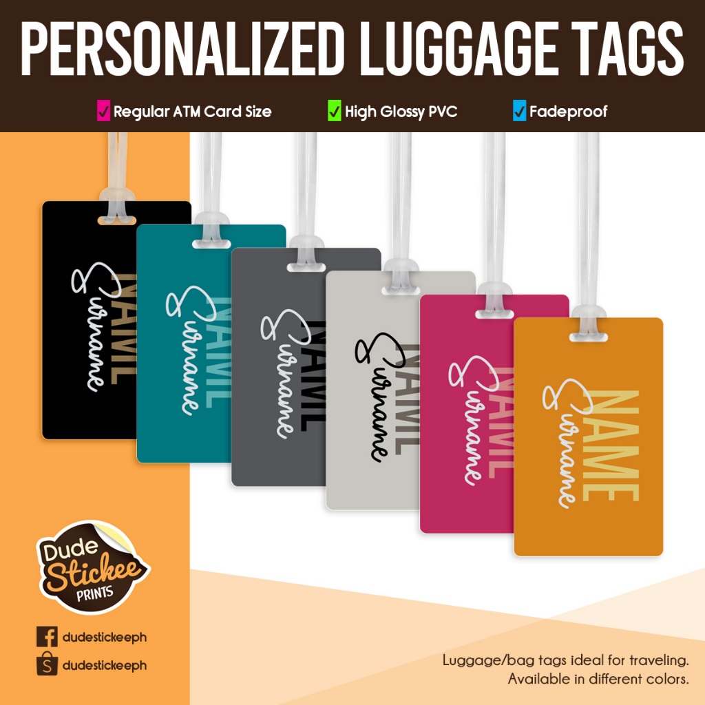 Personalized luggage tags tri colored minimalist designs shopee