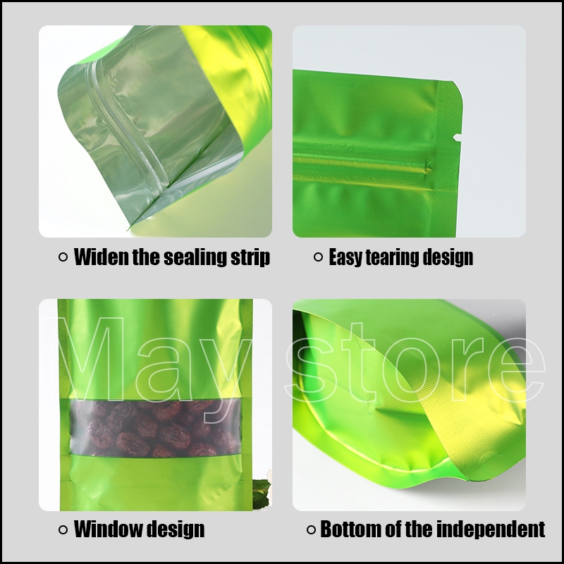 50pcs Colored aluminized window Stand Up Pouch with Zip Lock Packaging ...