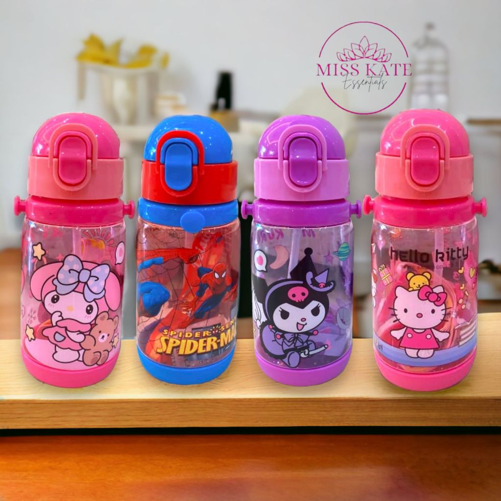 400ml WATER BOTTLE FOR KIDS WITH STRAW AND STRAP (Hello Kitty, My ...