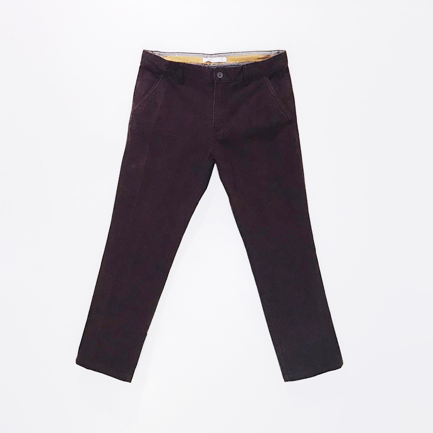 BALENO Men's Maroon Light Washed Twill Pants / Chino / Above Ankle