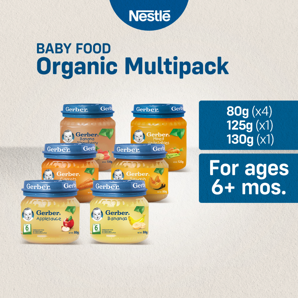 Gerber Bundle Pack Pack of 6 (Applesauce, Carrot, Banana, Squash
