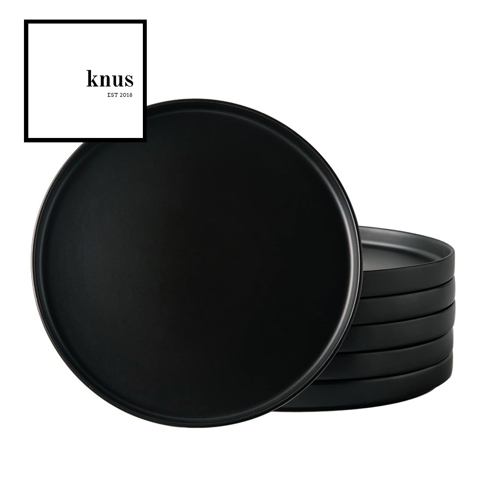 RAVEN Black Matte Glaze Lipped Modern Dinner Plate Salad Plate ...