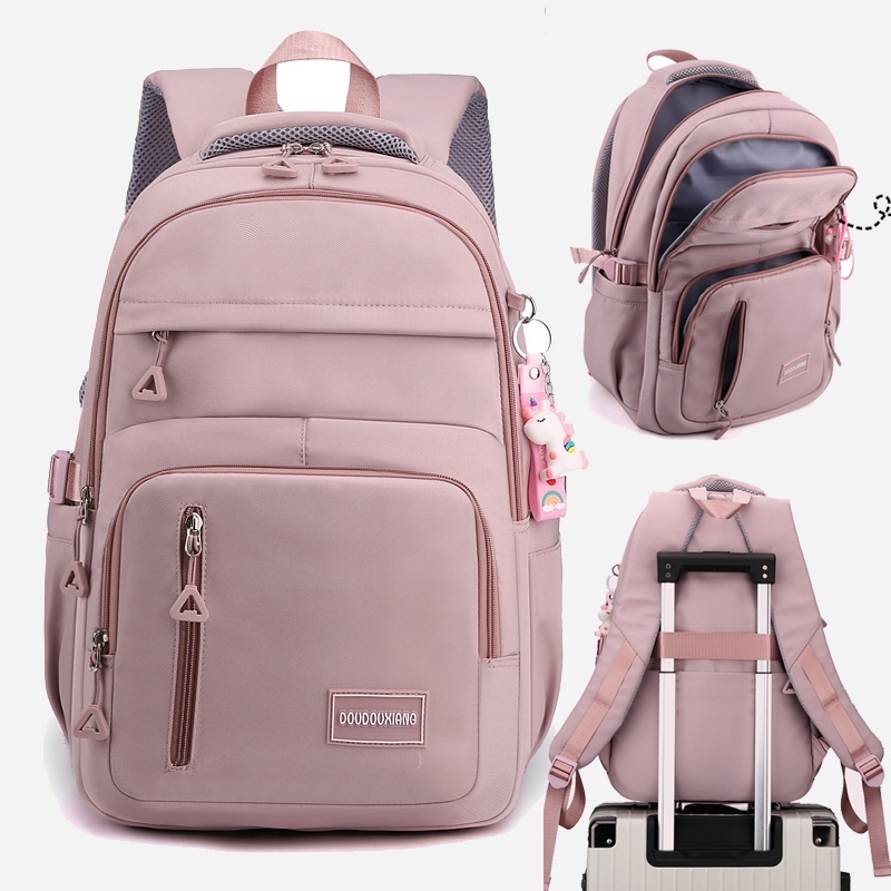 Nylon girls' school backpack Waterproof bag Multi-functional high ...