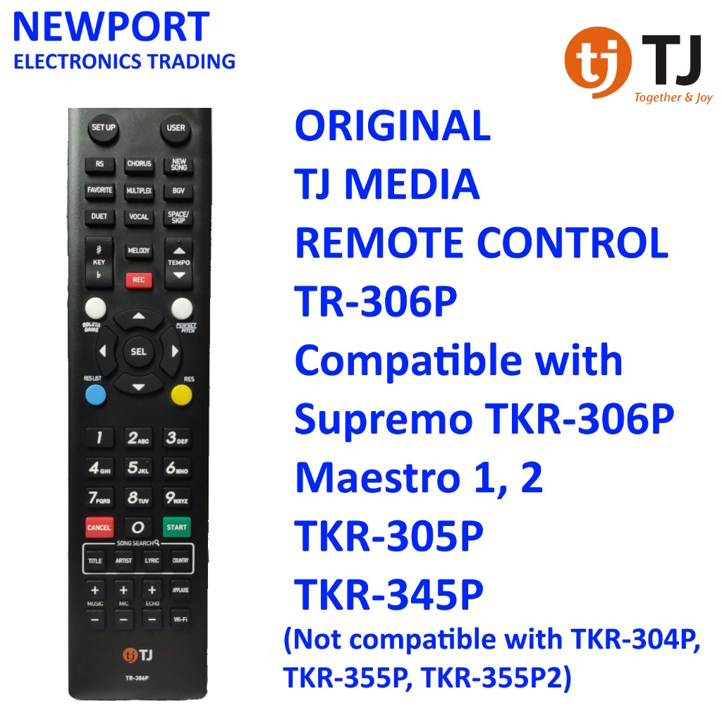 ORIGINAL TJ MEDIA HAND REMOTE TR306P COMPATIBLE WITH TJ MEDIA SUPREMO