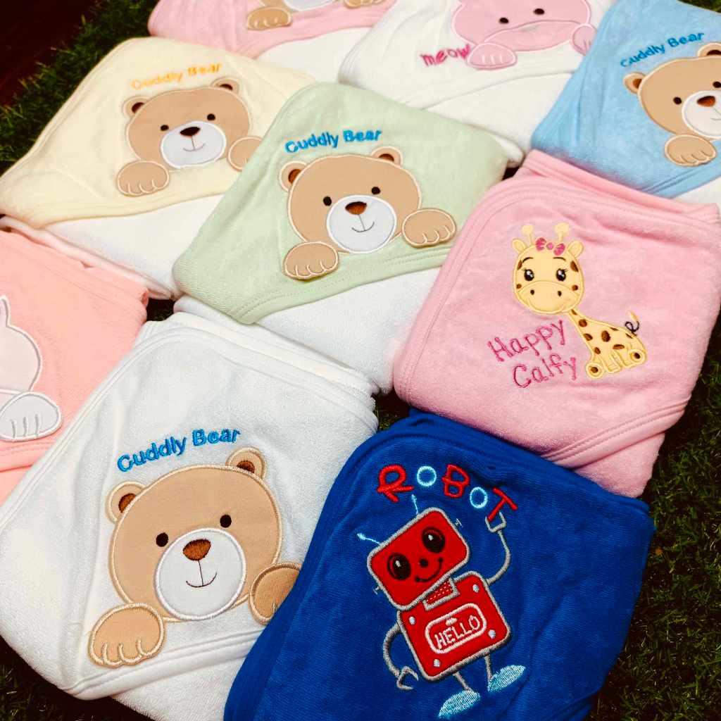 Hooded blanket towel for newborn baby girl and boy wrap around swaddle  comfort receiving blanket