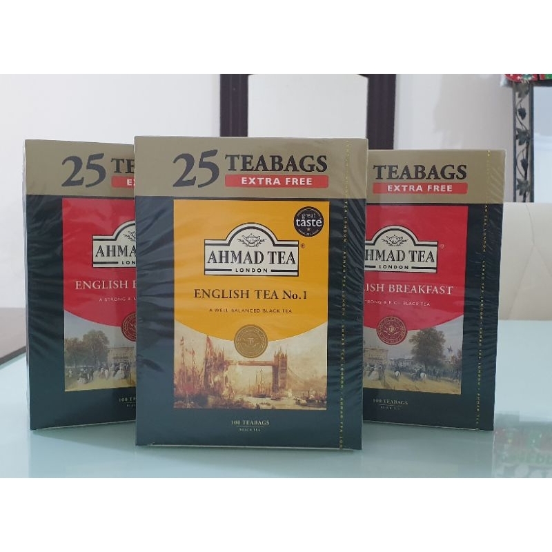 Original AHMAD TEA/ENGLISH BREAKFAST 100+25/MINT GREEN TEA/ENGLISH TEA