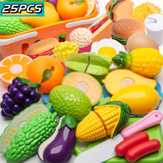 Kitchen Toys Fun Cutting Fruits Vegetables Pretend Food Playset for  Children Girls Boys Educational Early Age Basic Skills Development 12pcs Set