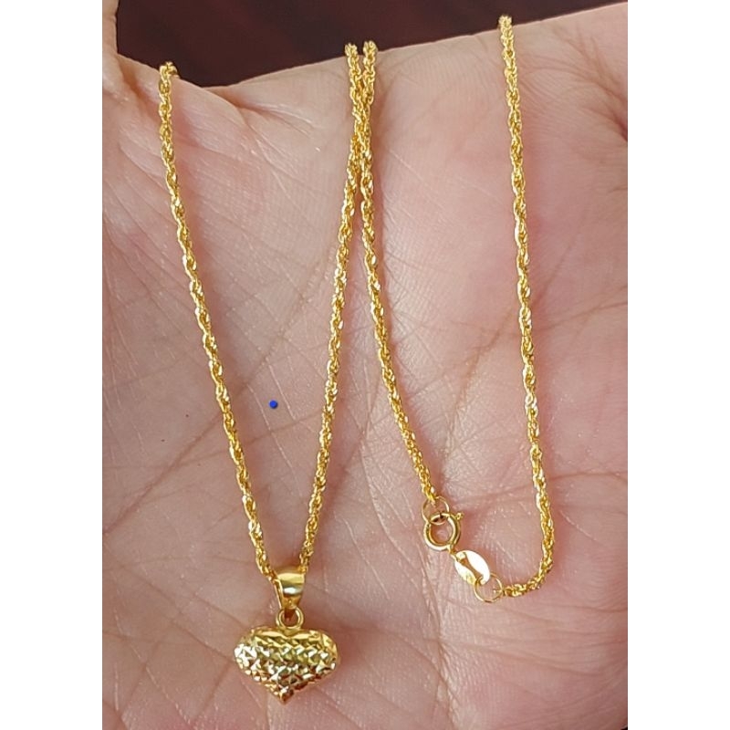 PAWNABLE 18K Saudi Gold Round M Pendant Necklace
