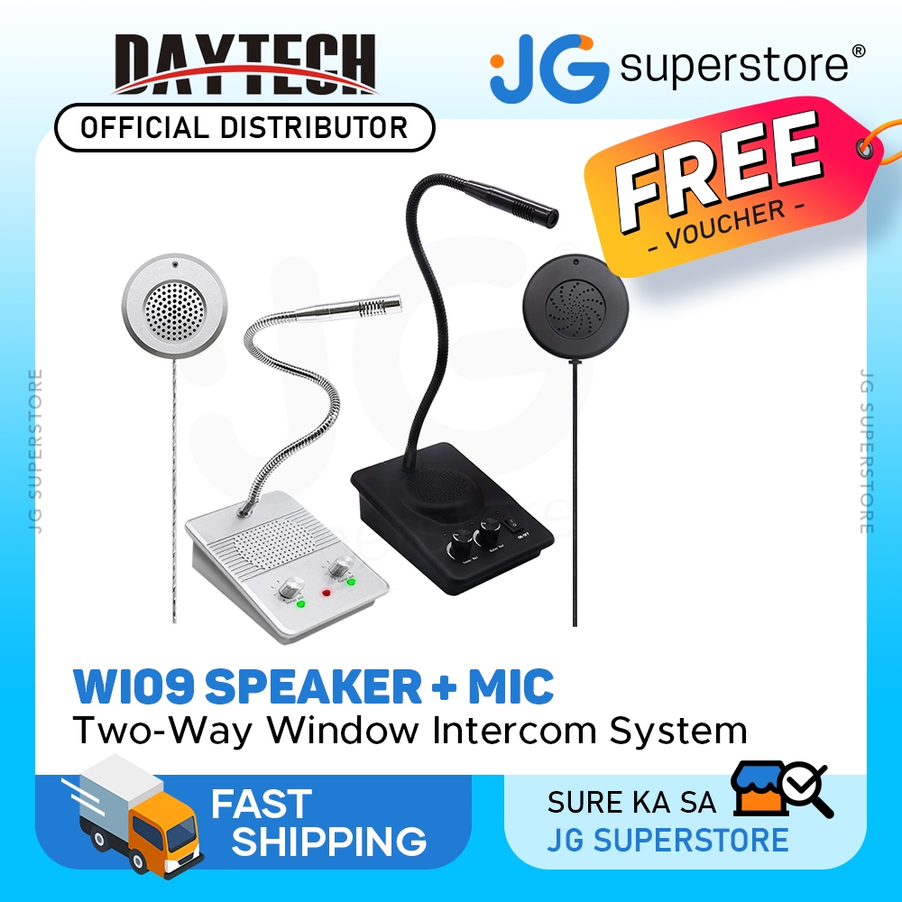 DAYTECH WI09 Two-Way Window Intercom System Glass PA Speaker and ...