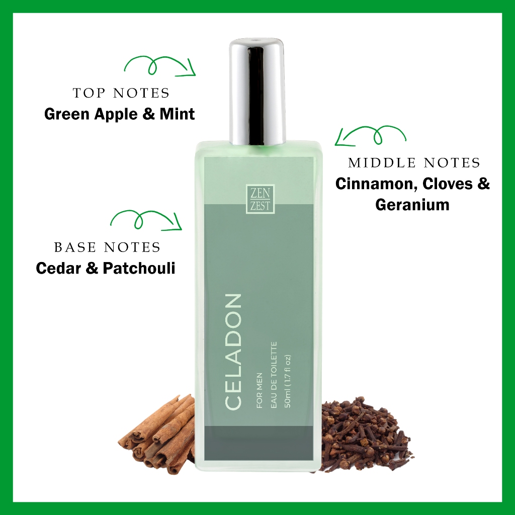 Zen Zest Oil Based Eau De Toilette Perfume For Men 50mL CELADON Long