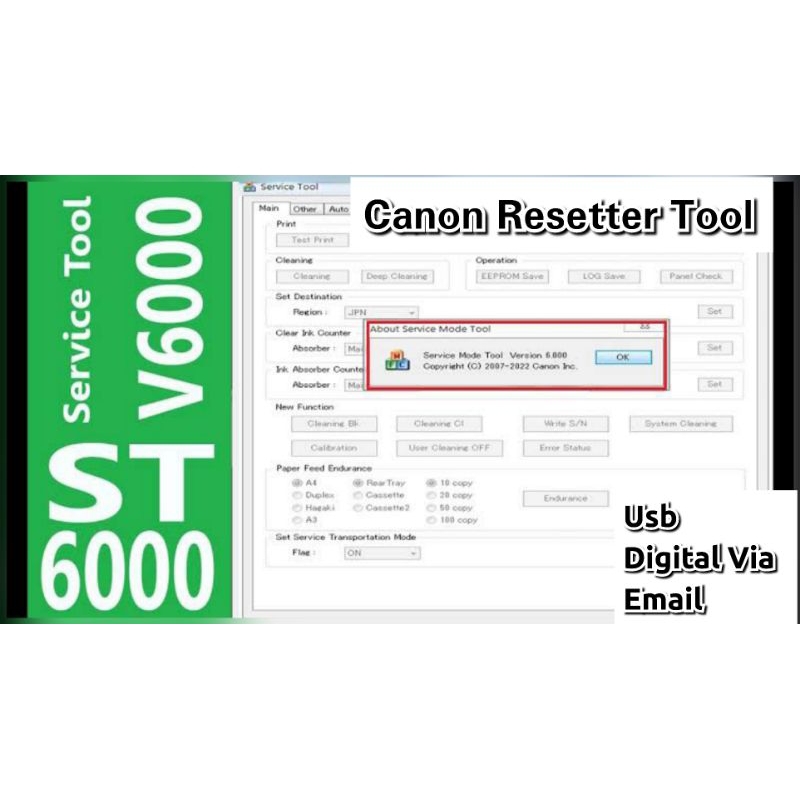 CANON RESETTER Service Tool Version V G Series E Series IB Series IP Series Easy Fix Tool