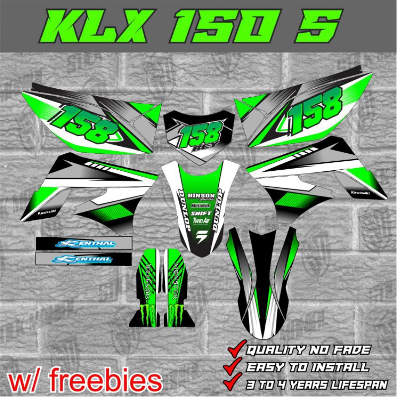 Kawasaki klx 150s decals sticker, laminated | Shopee Philippines