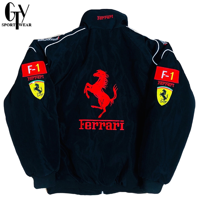 GTY Ferrari F1 Racing Jacket For Men Black Retro Motor Couple Jacket ...